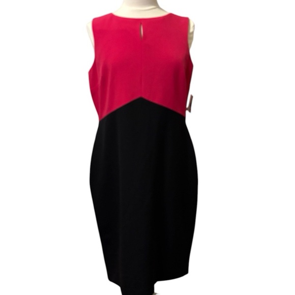 NWT Kasper Dress Sleeveless Sheath Color Block Gilded Age Keyhole - Picture 2 of 13